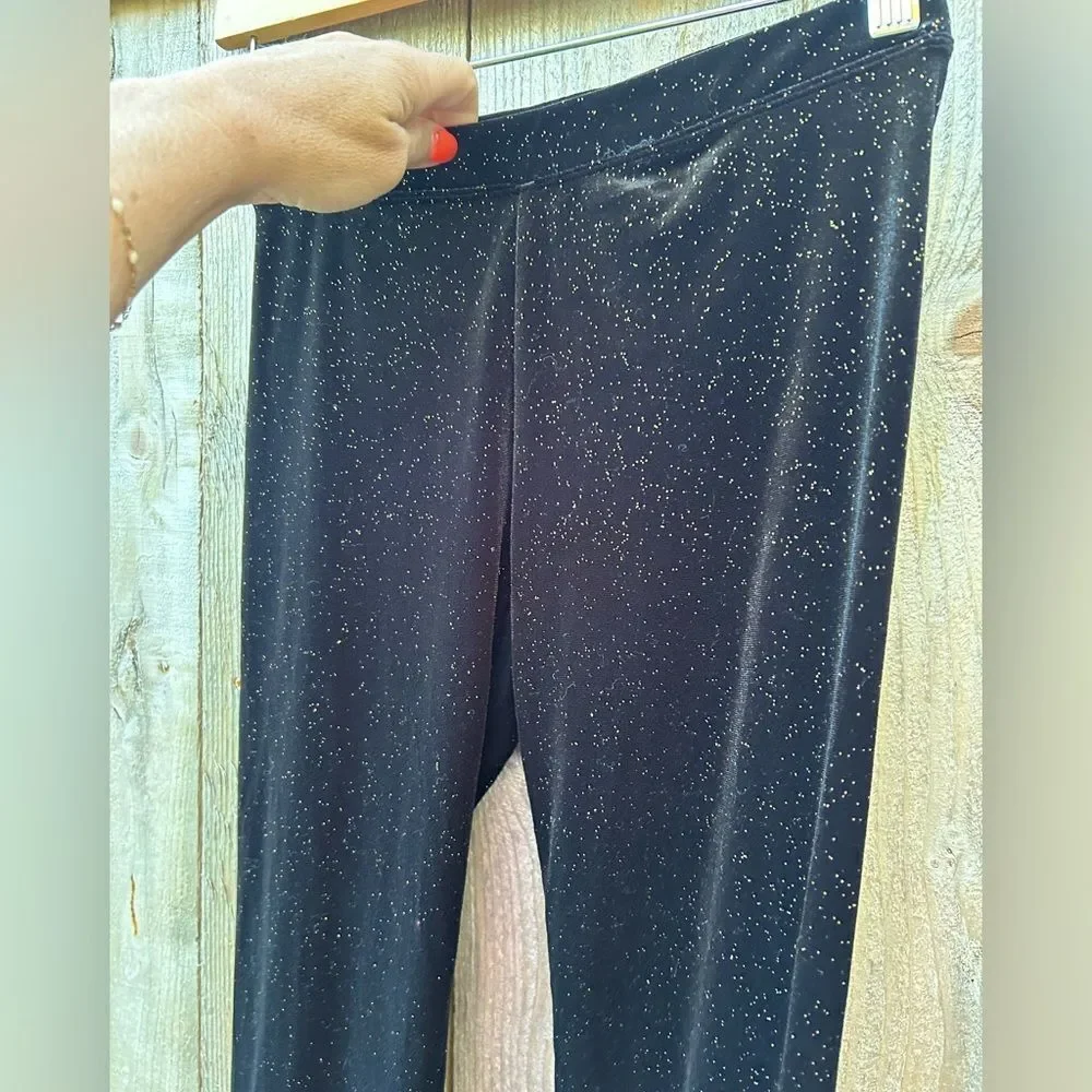 Crewcuts Girls Velour Black Gold Sparkle Leggings